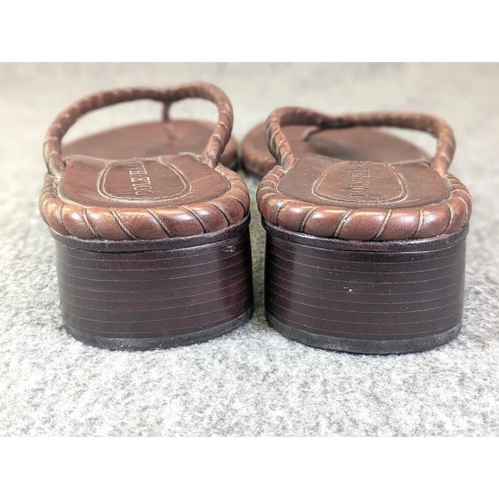 Cole Haan F4959 Brown Leather Braided Thong Sandals Women’s 9B Brazil